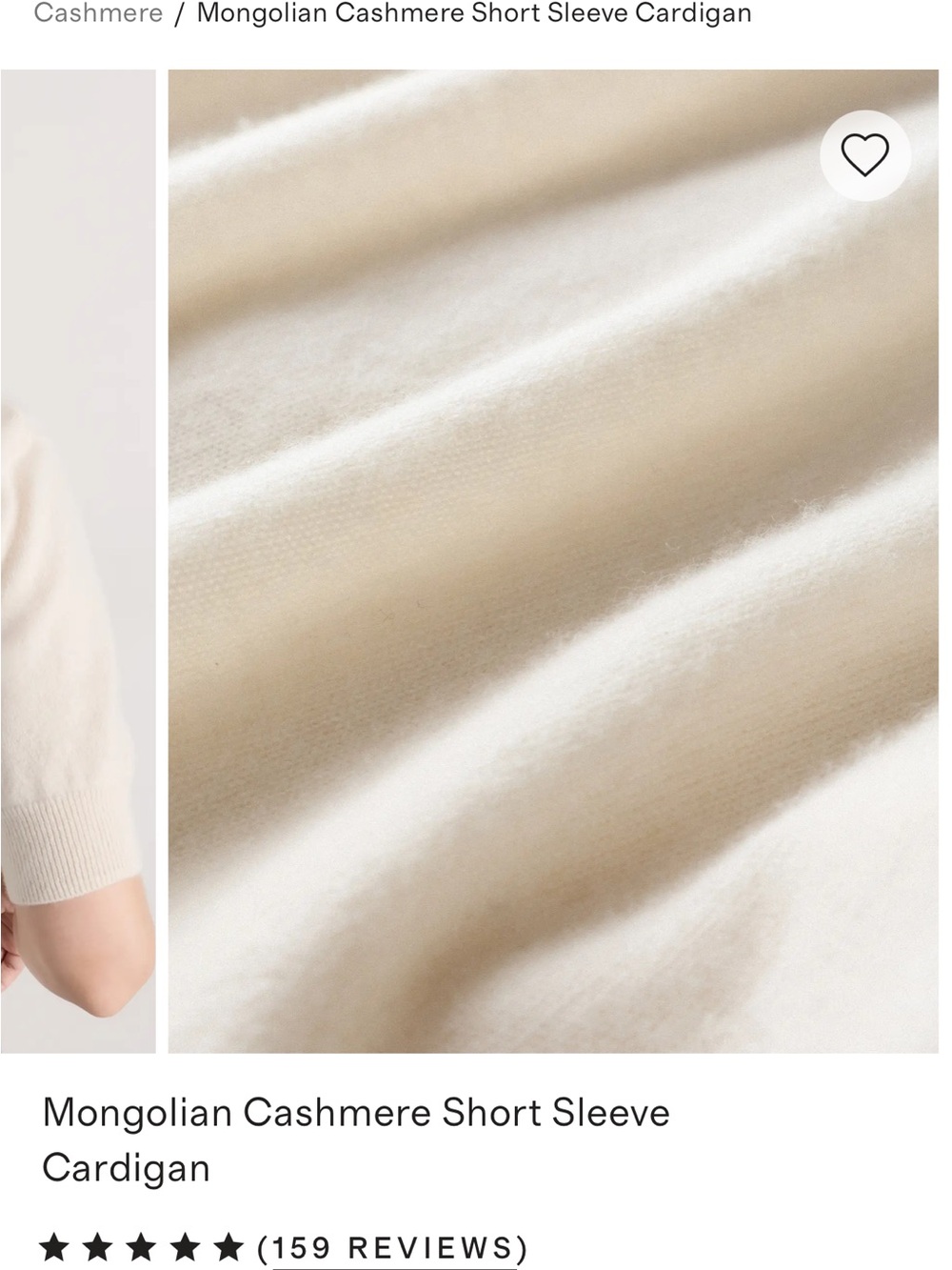 Quince Cream 100% Cashmere short sleeve cardigan - Picture 11 of 12